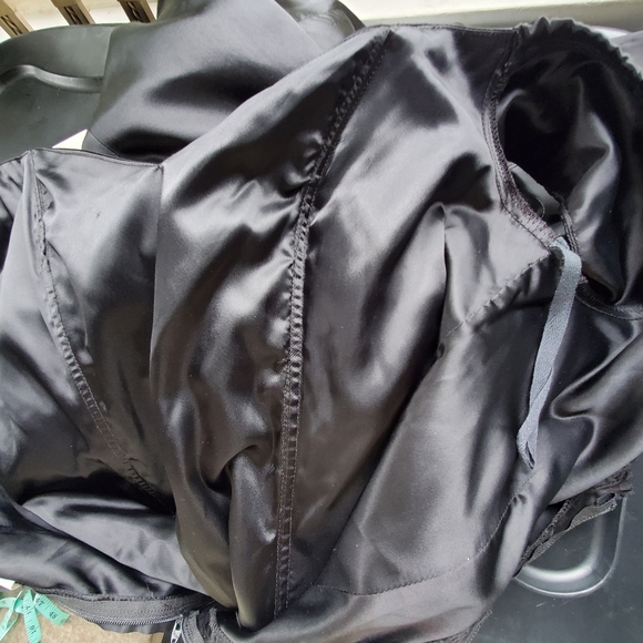 Vintage Marlene's Black 60" Long Gown / Black Satin Long Maxi Dress Gown - Picture 13 of 15